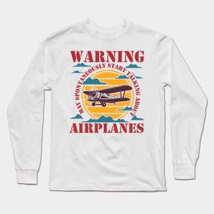 WARNING MAY SPONTANEOUSLY START TALKING ABOUT AIRPLANES RETRO SUNSET Long Sleeve T-Shirt